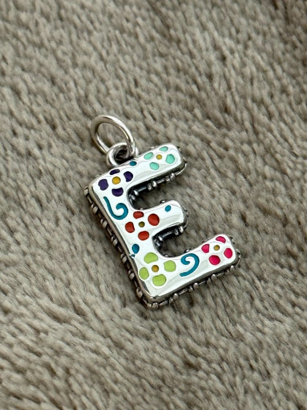 E- Enamel Consuela Floral Initial Charm